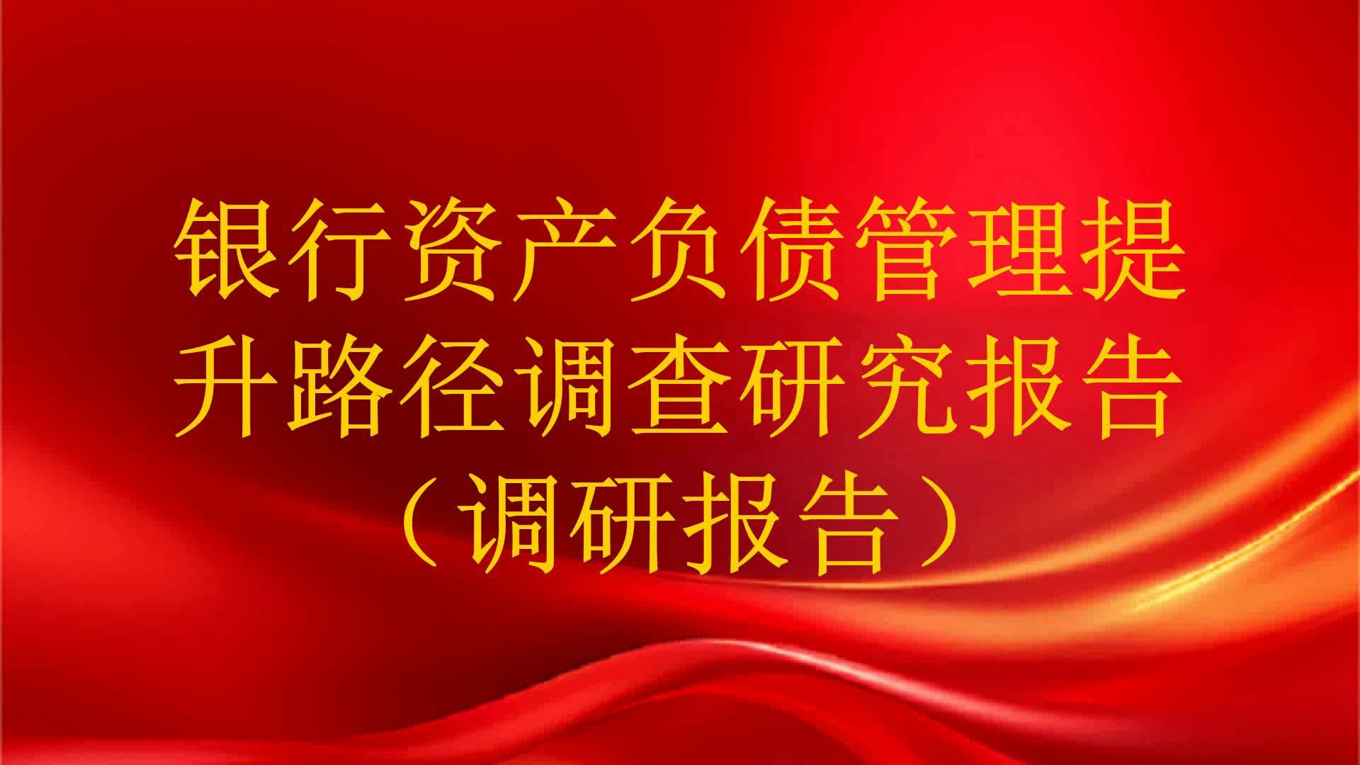 银行资产负债管理提升路径调查研究报告(调研报告)哔哩哔哩bilibili