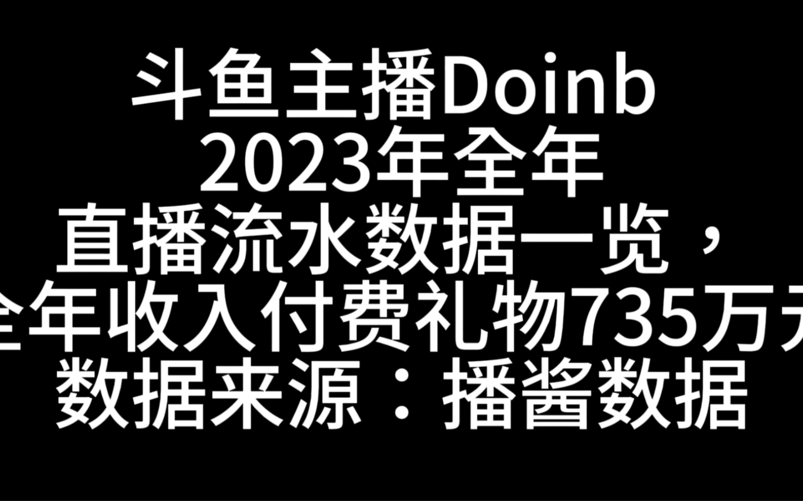 斗鱼前一哥doinb2023年直播流水一览!数据来源:播酱数据英雄联盟