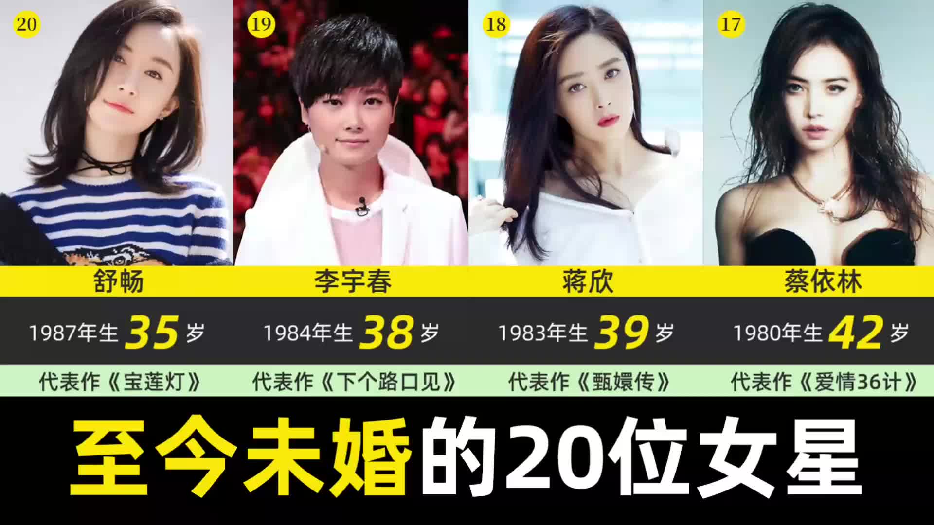 至今未婚的20位知名女明星艺人,最高88岁了