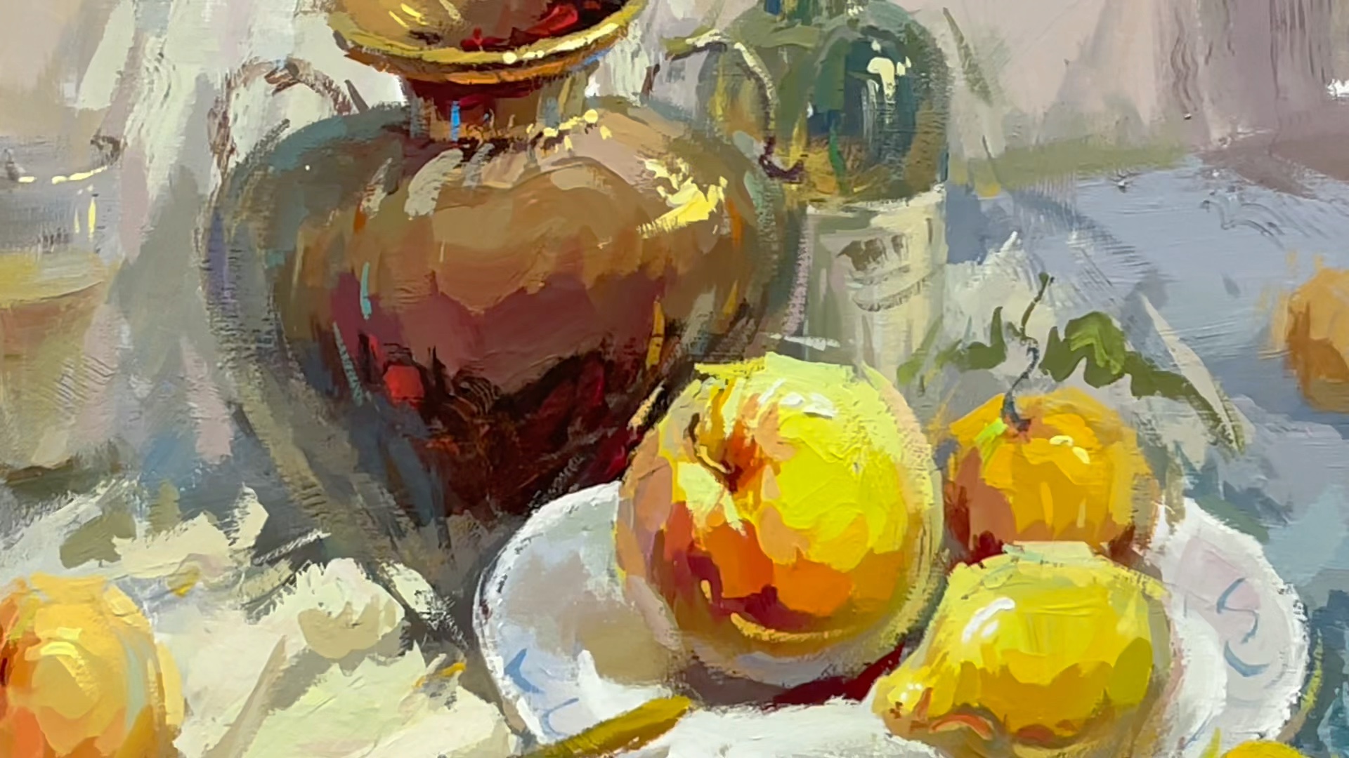 色彩静物深色陶罐组合