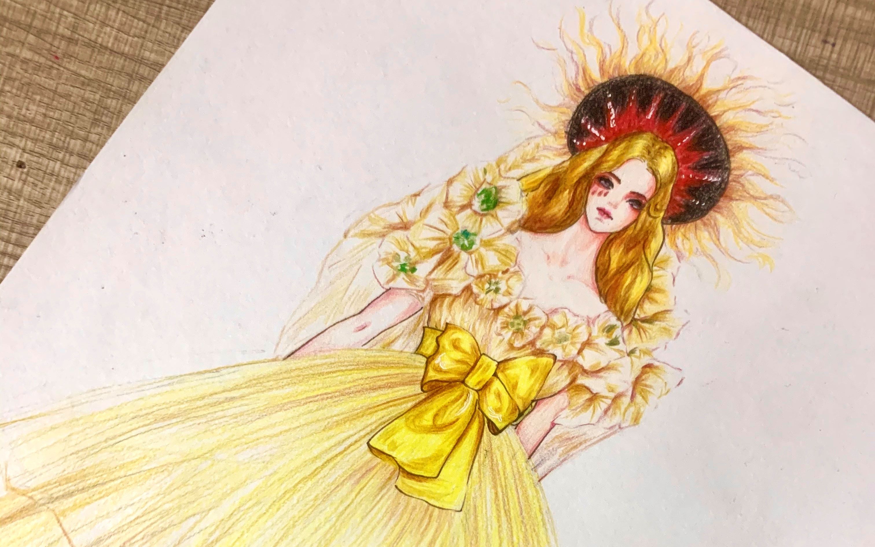 【时装画】用彩铅画一张高缇耶的裙子,附教程(雾