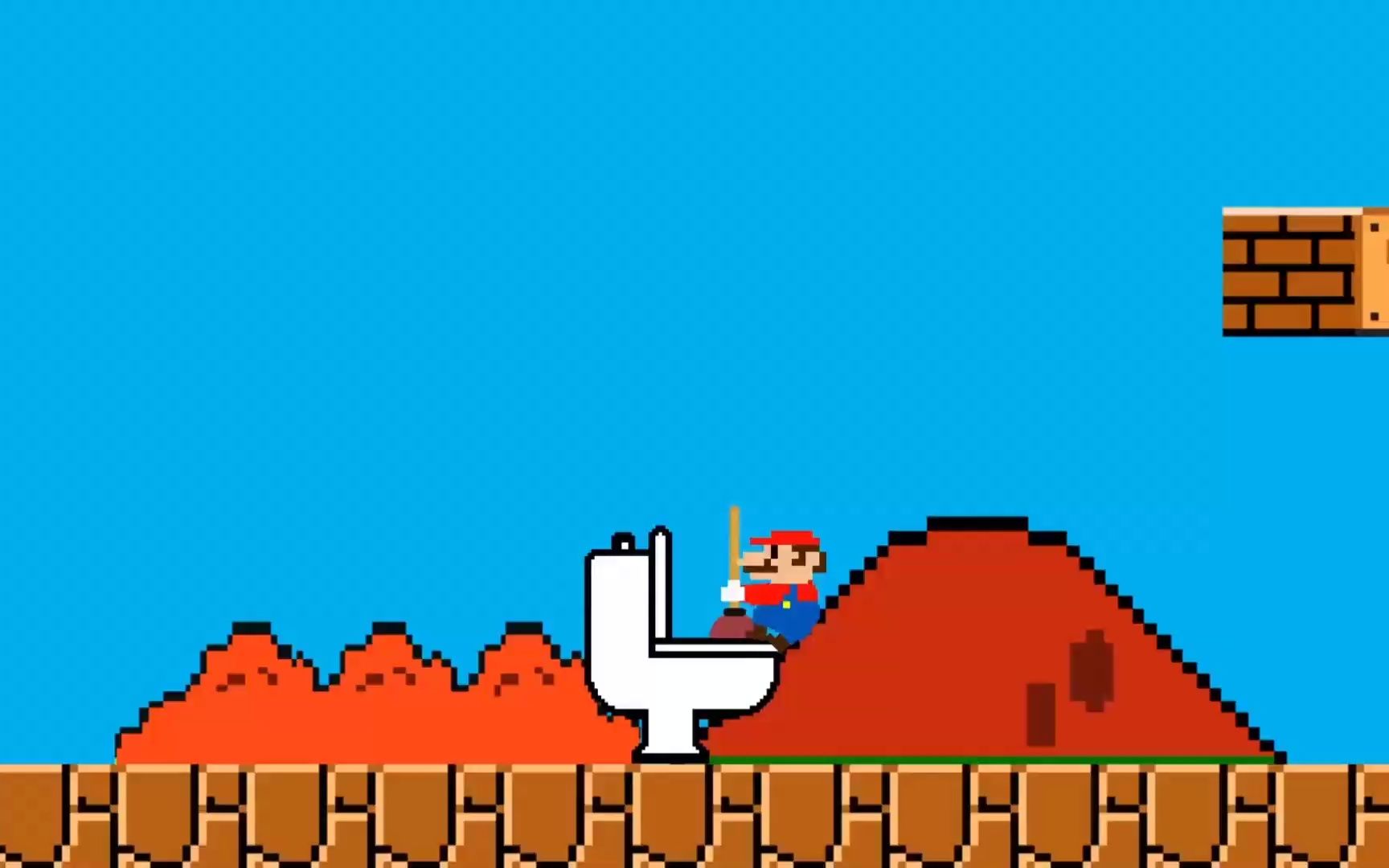 超级玛丽 -马里奥修厕所结果把水管修爆了