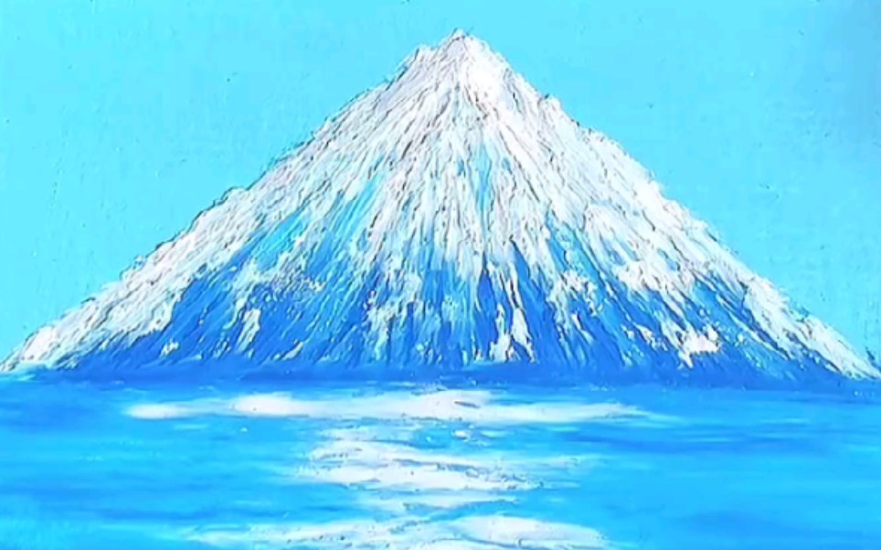 富士山下油画棒绘画教程来啦简单好看有手就会哦