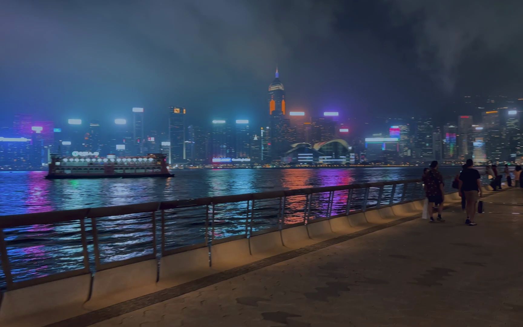 香港城市海滨大道街道散步 香港城市夜景灯光