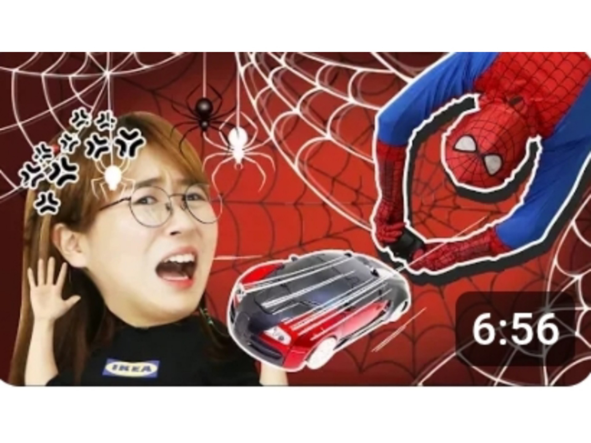 飞檐走壁蜘蛛侠电动战车捉弄睡觉中的summer!小伶玩具