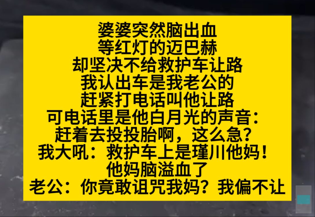 婆婆突然脑出血,在救护车上被却迈巴赫阻拦,我认出那是老公的车……小说推荐哔哩哔哩bilibili