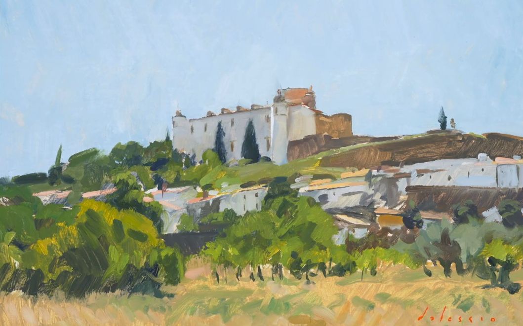 【油画】风景,Estremoz城堡哔哩哔哩bilibili