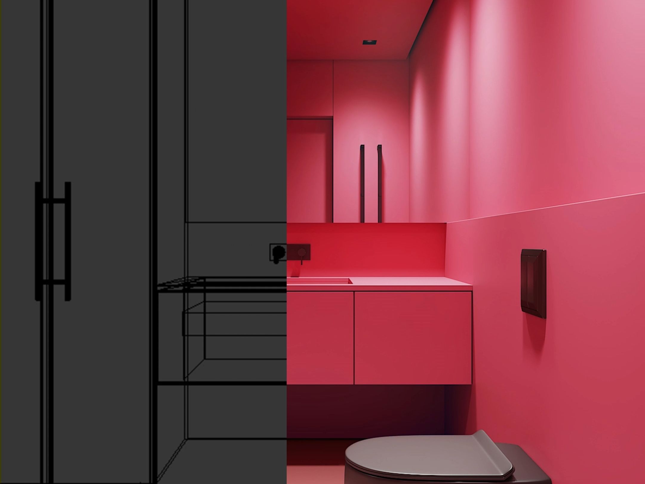 sao红卫生间3d渲染表现