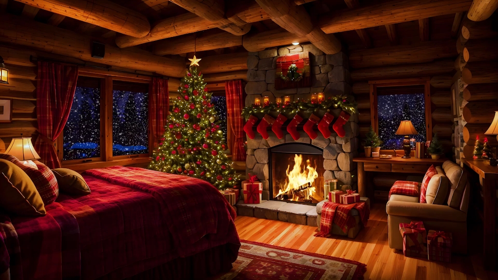 噼啪作响的壁炉燃烧声和舒适的圣诞小屋氛围,让您在 5 分钟内放松入睡