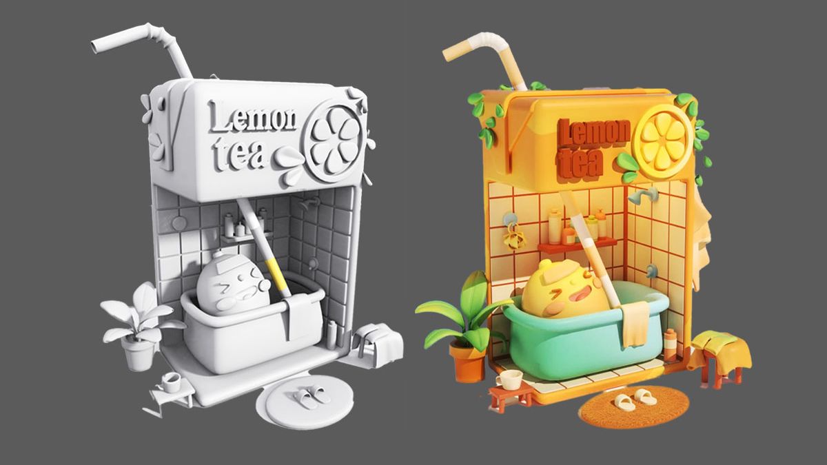 【3dmax场景建模】卡通夏日小场景制作,适合新手练习的场景案例