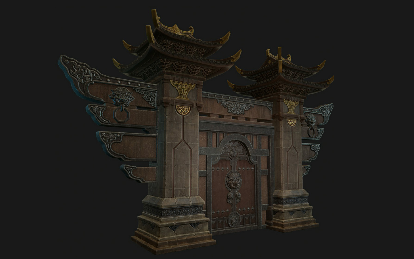 3dmax/may游戏次世代古建筑大门全程制作