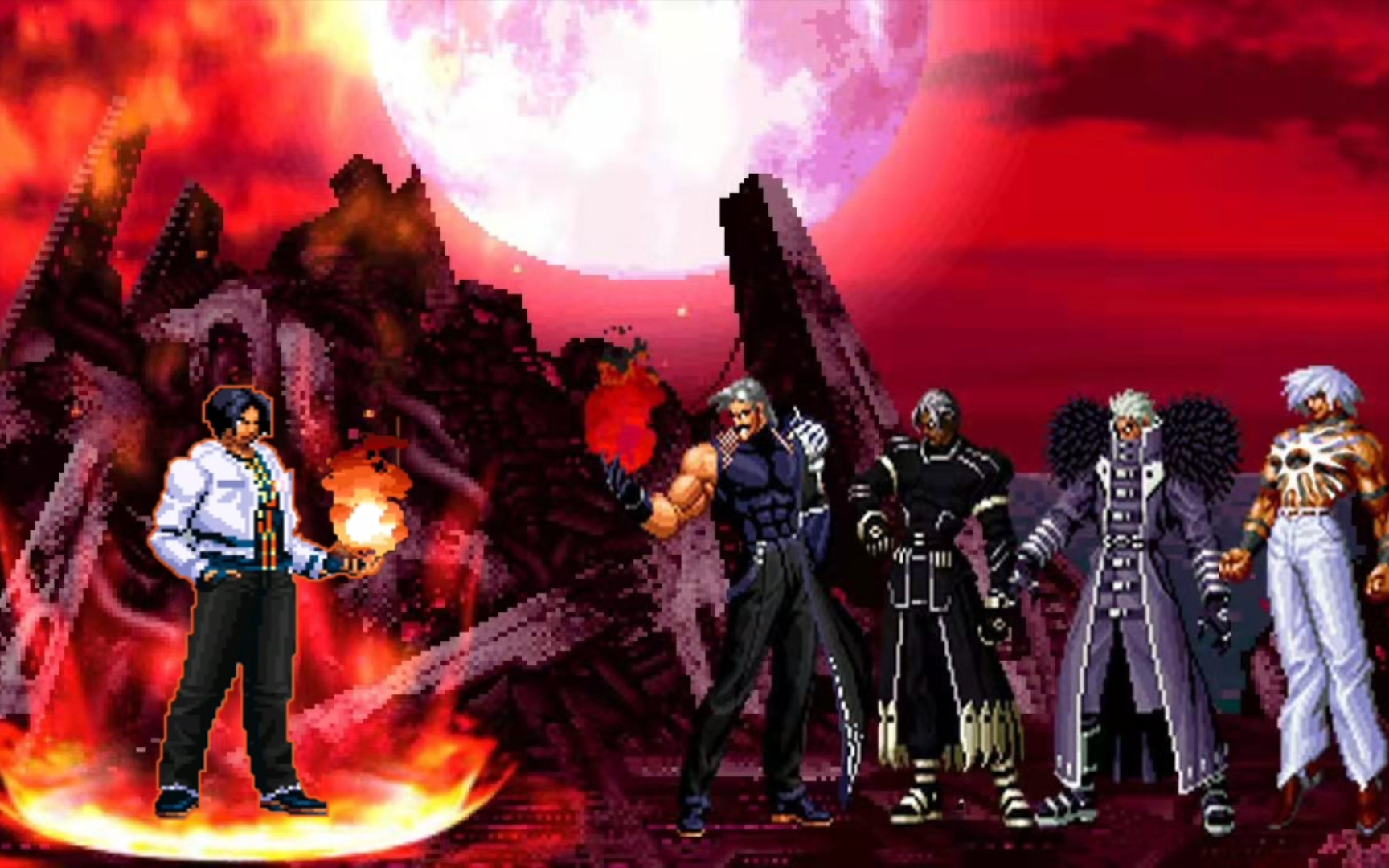 拳皇mugen 新版音巢京vs克隆头目军团 除了m蛟 一个能打的都没有