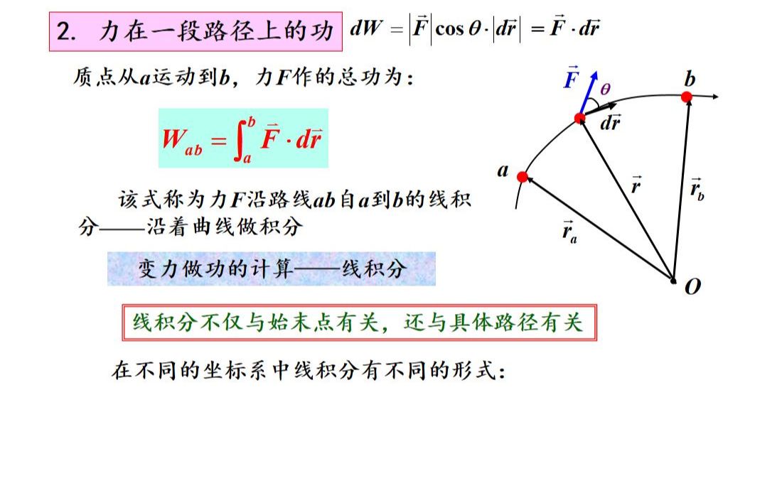 大学物理第三章 功的定义,变力做功的计算,功率的定义