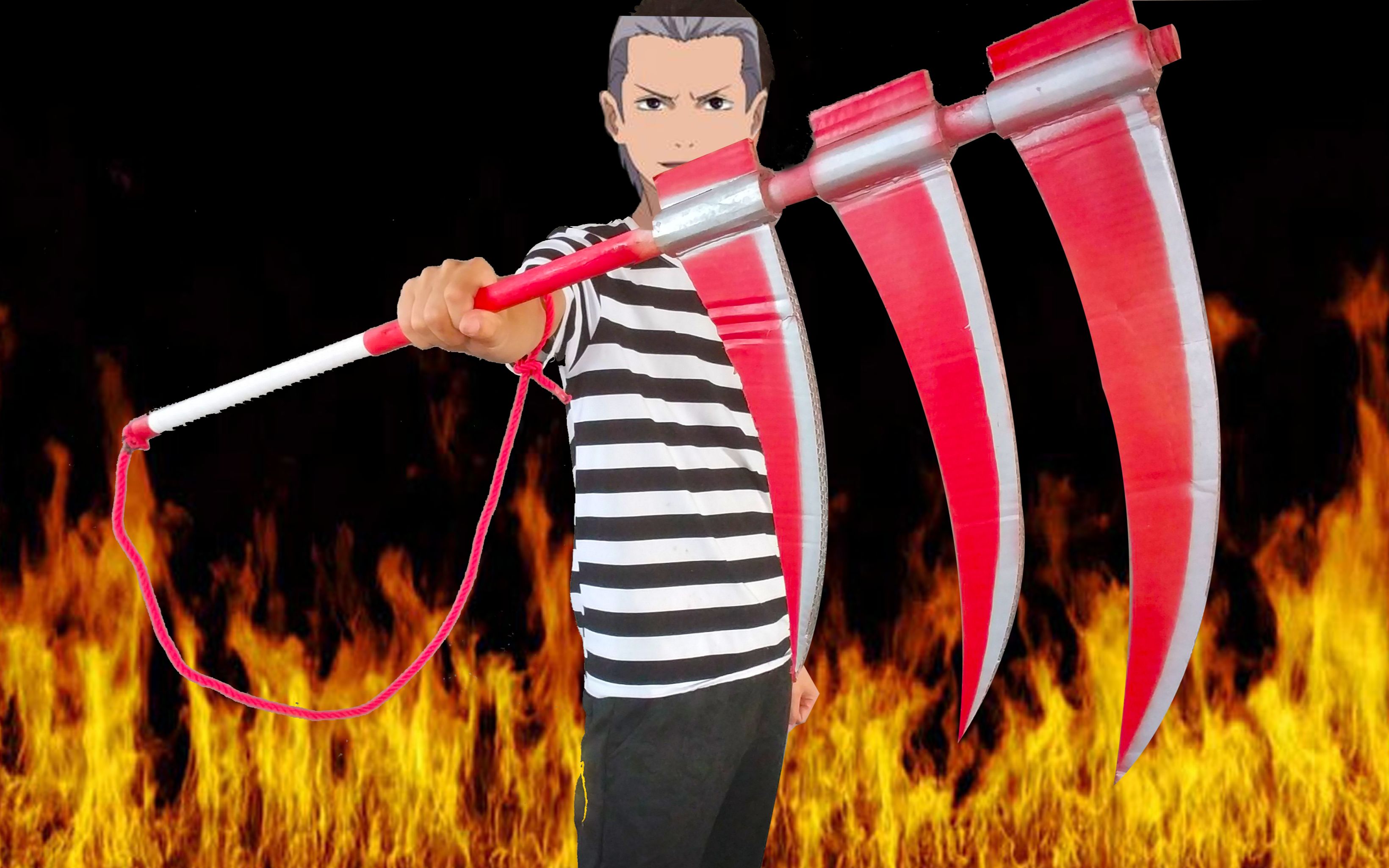 自制火影忍者中飞段血腥三月镰,废纸箱就可以作,外观比例刚刚好_哔哩