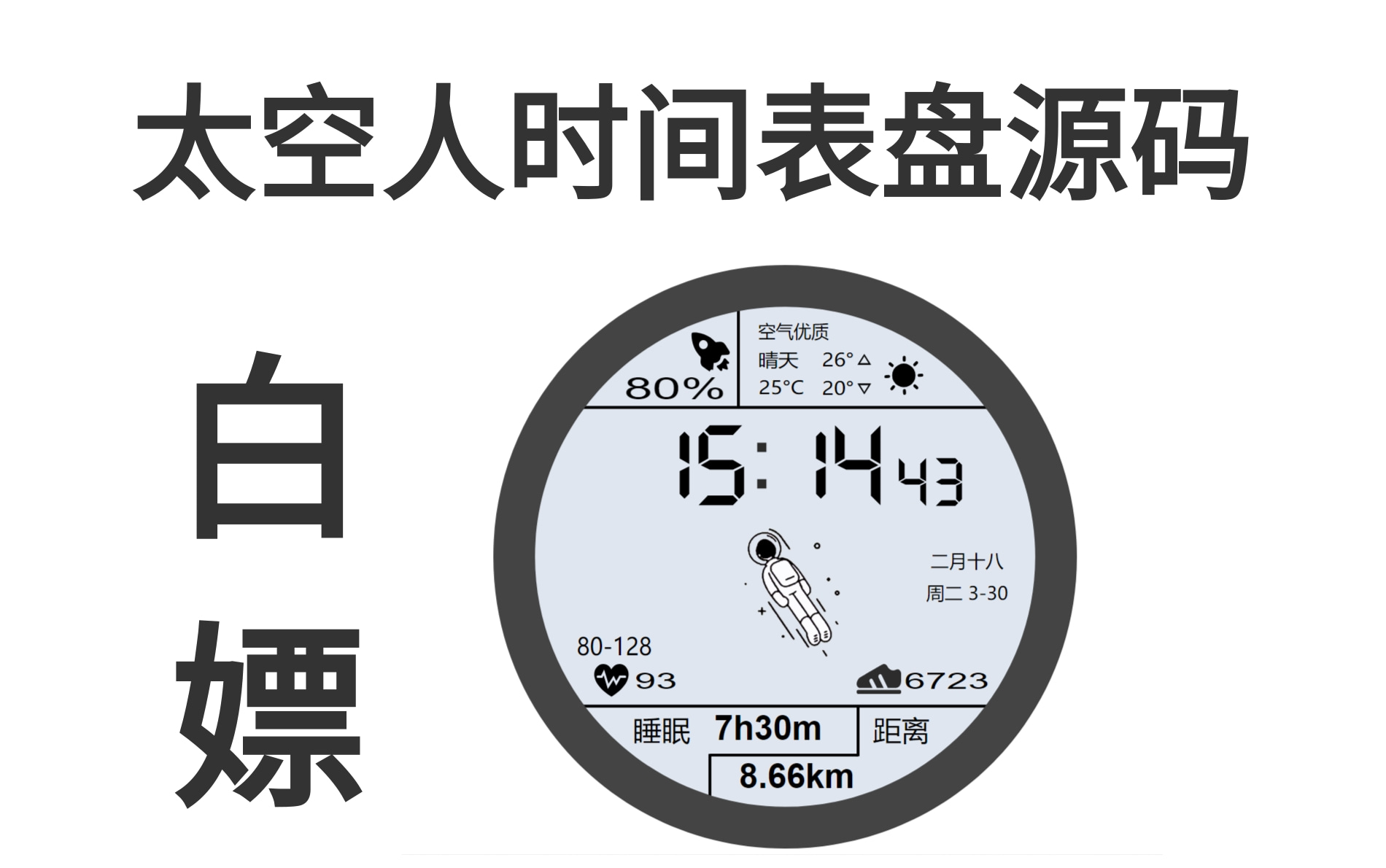 附源码抖音上很火的华为太空人表盘