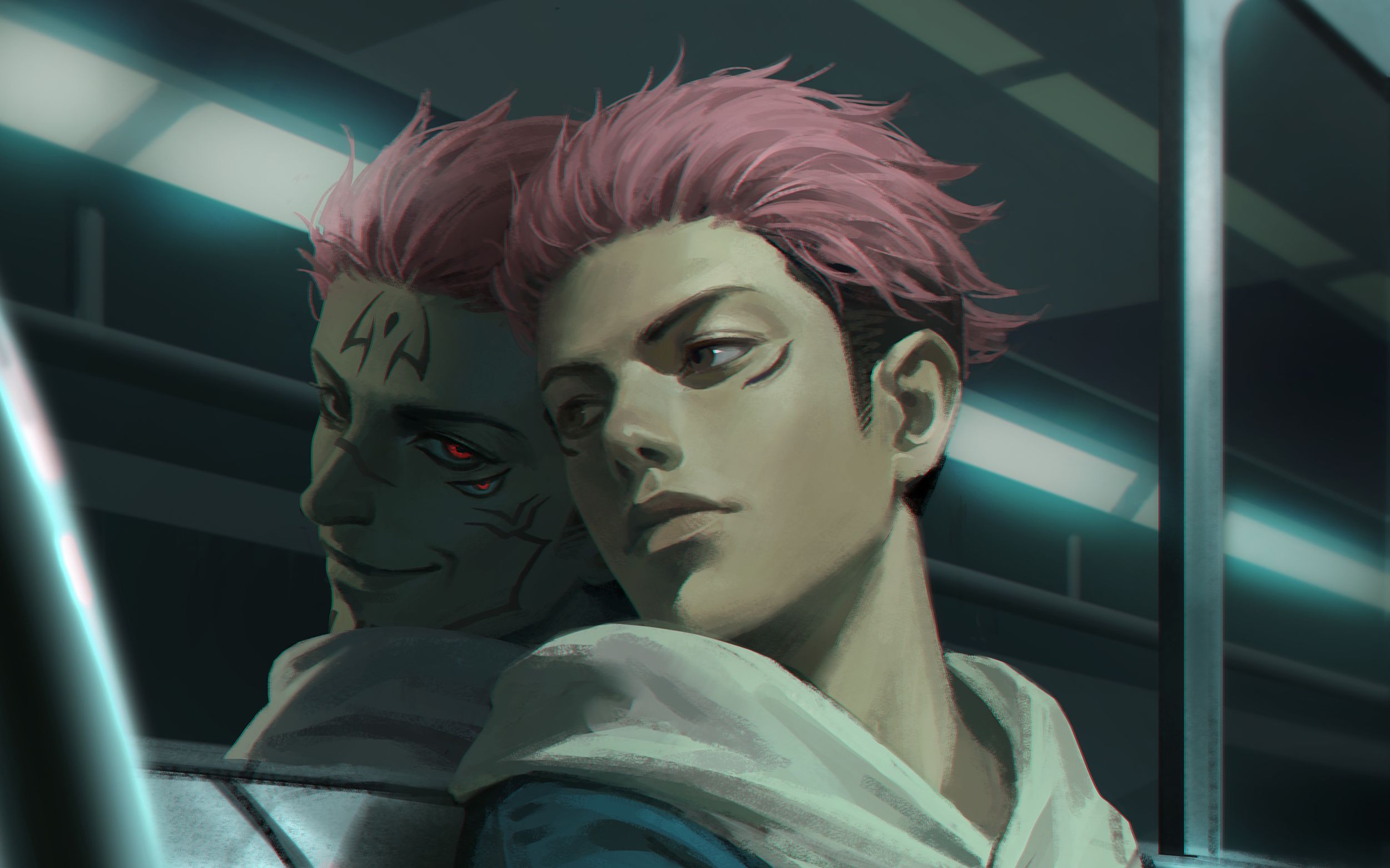 明月映绘咒术回战的主角和诅咒宿傩合而为一的虎杖悠仁