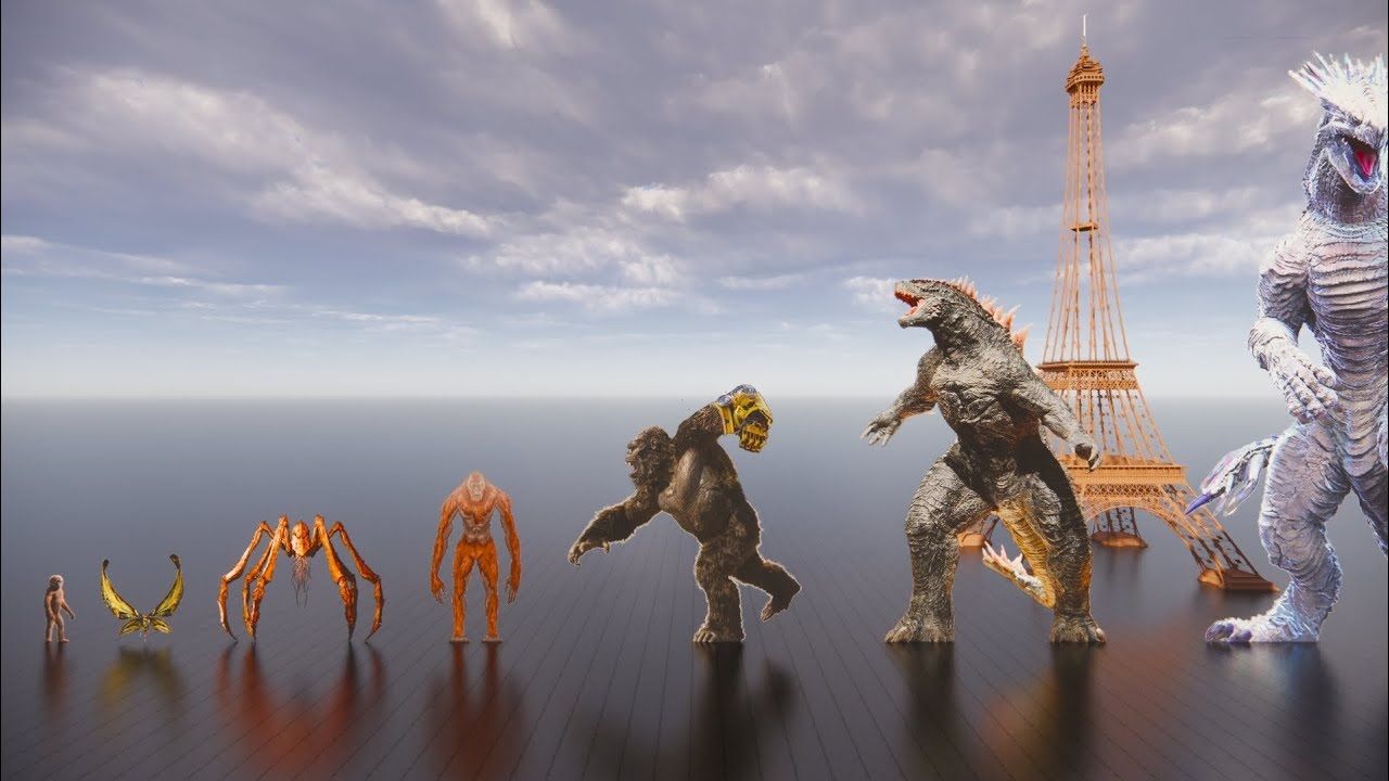 哥斯拉大战金刚2,各泰坦巨兽体型对比
