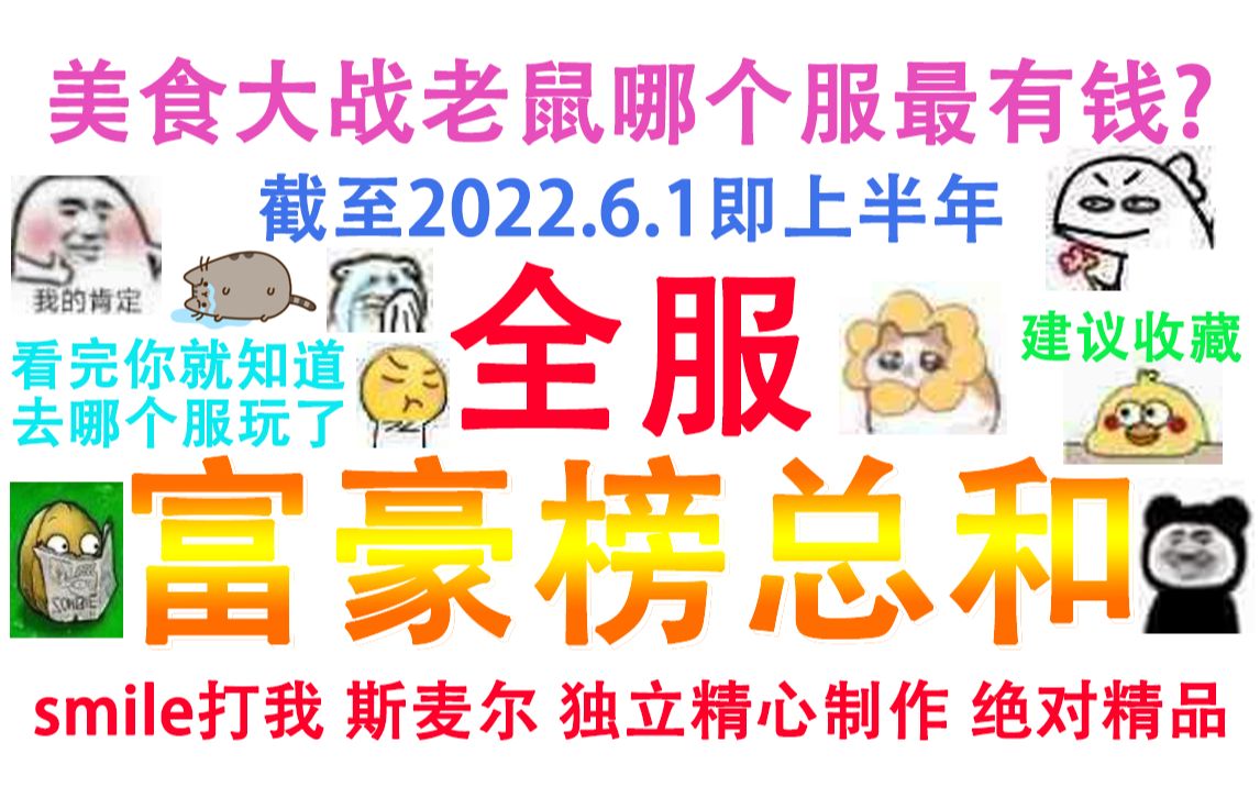 美食大战老鼠哪个服最有钱?你能进哪个服前百?肝了半个月告诉你,美食大战老鼠の全服富豪榜总和排名网络游戏热门视频