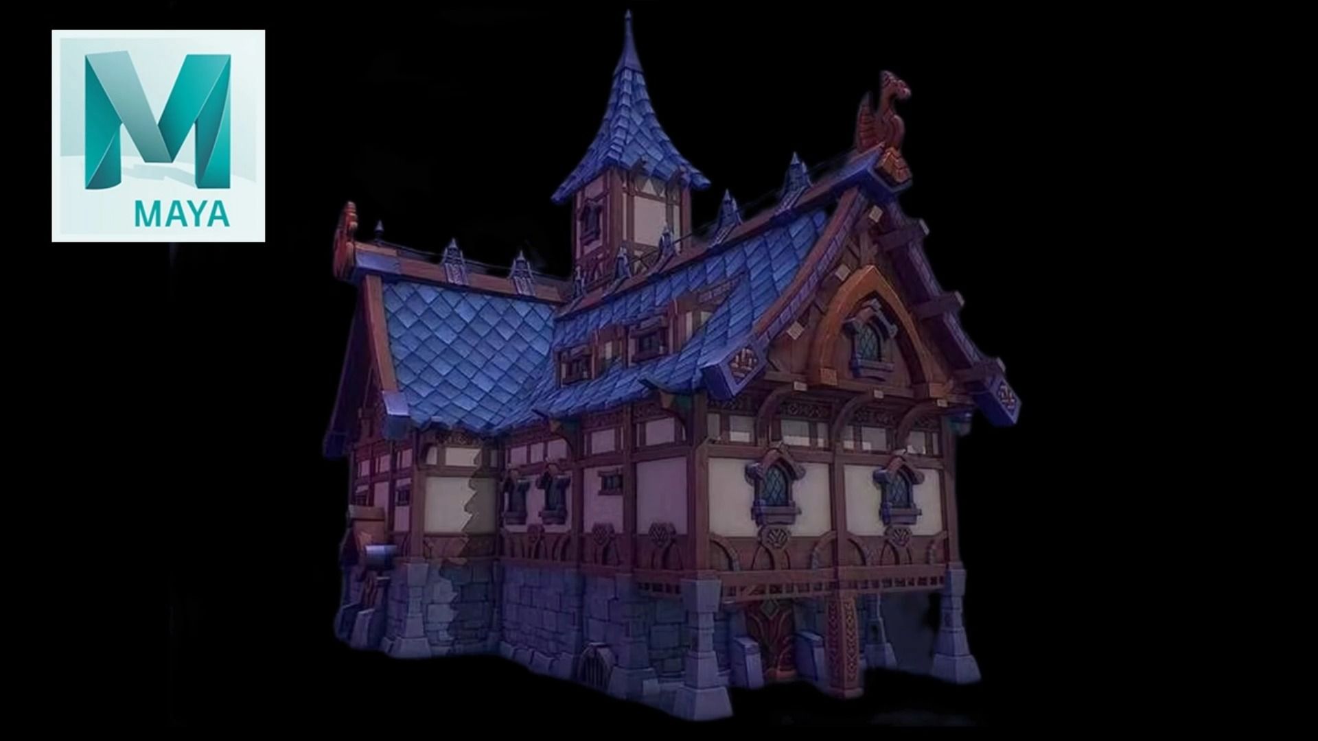 【maya场景建模】一组古代砖石房子场景建模,先搭房子大型,再继续细化