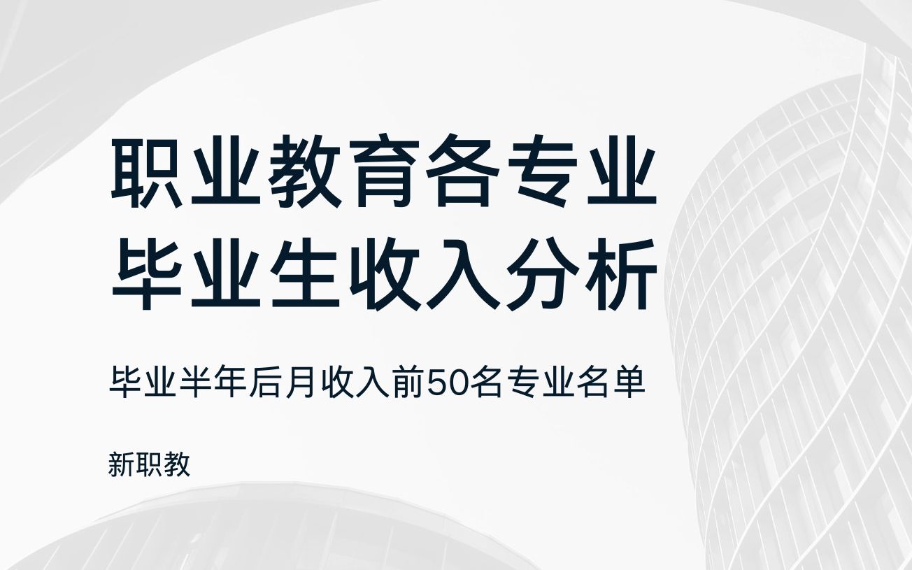 升学就业(二)各专业收入分析|半年后月收入排名|新职教科普|初中毕业生|三二分段|五年一贯|专升本|高职高考|本科学历|3+证书|职业教育|中专|广东中考哔哩...