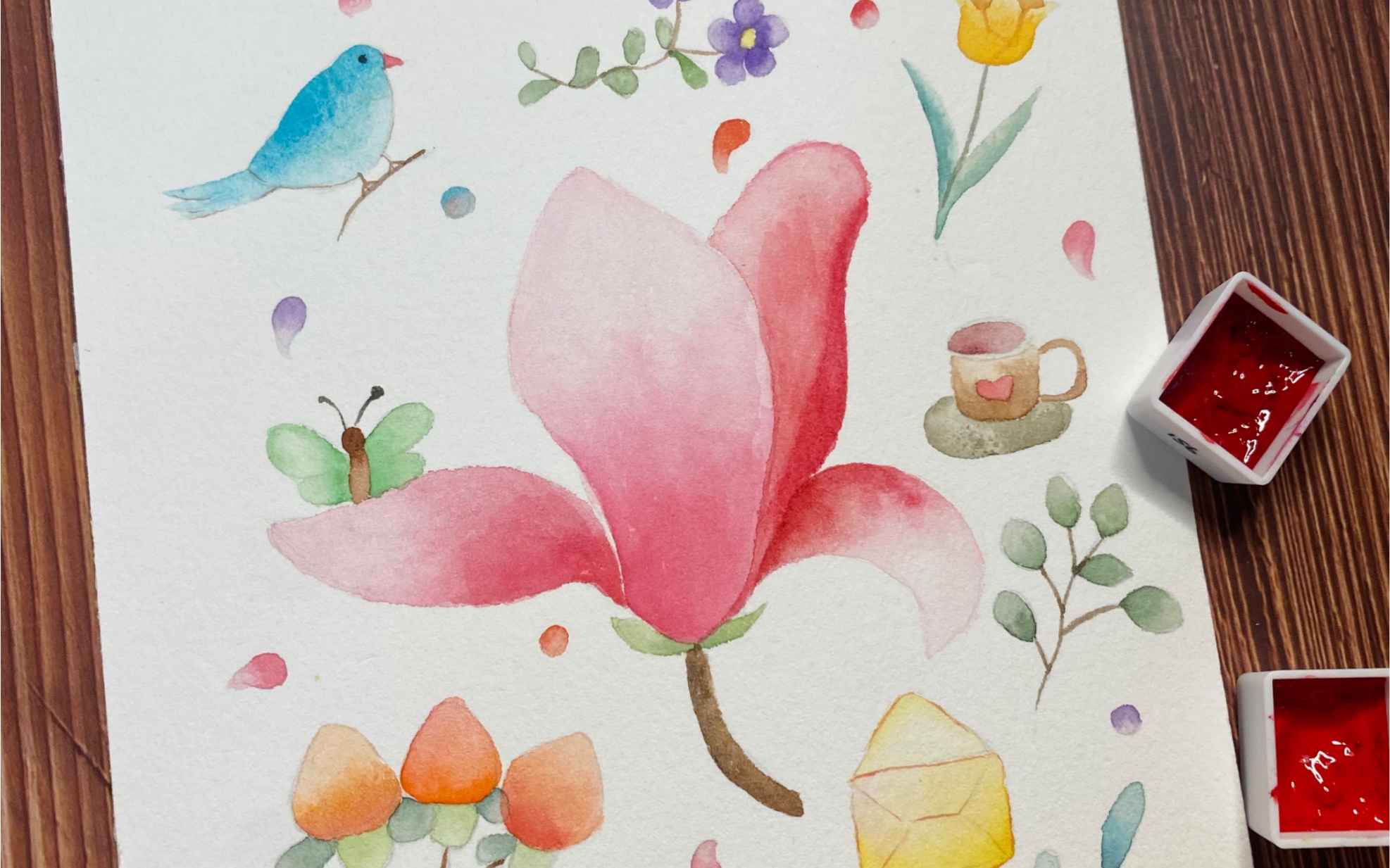 零基础水彩教程,水彩技法之单色渐变