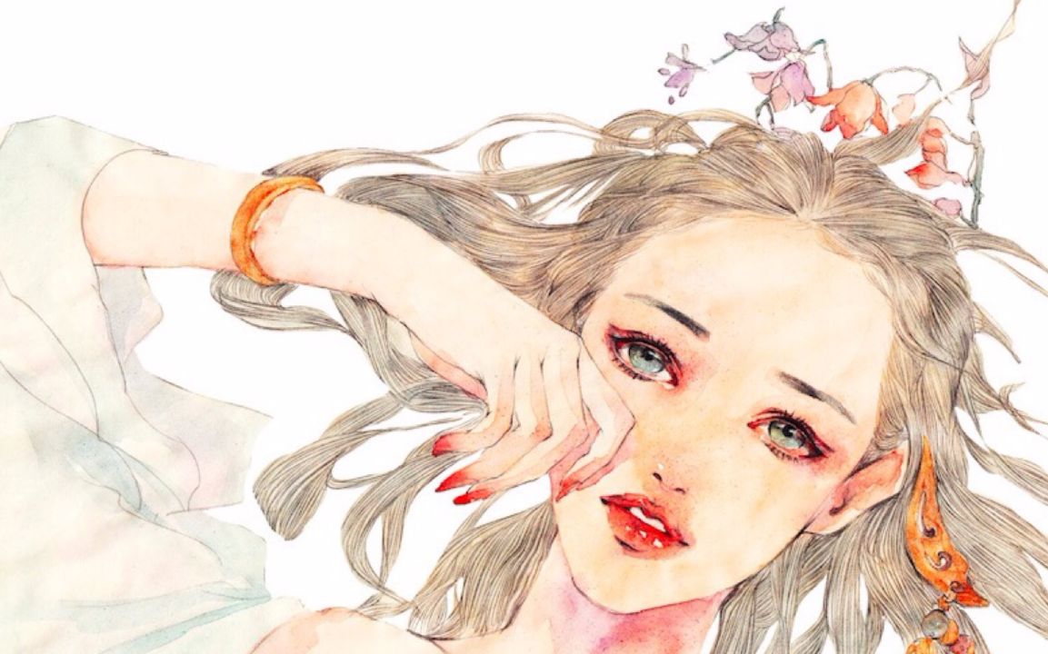 梦幻古风水彩人物,看大神画龙点睛完美收官_哔哩哔哩 (゜-゜)つロ