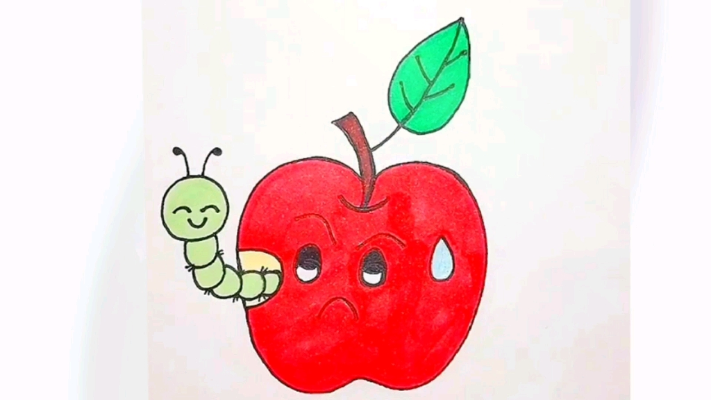被虫子咬的苹果简笔画图片