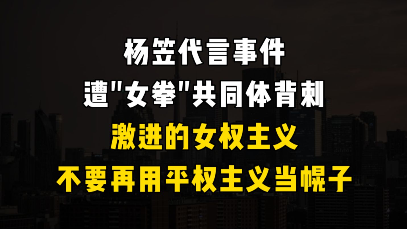 杨笠代言事件遭“女拳”共同体背刺.激进的“假”女权主义者,请不要再用“平权主义”当幌子.哔哩哔哩bilibili