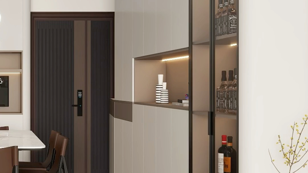 入户比较窄,入户又是餐厅的,试试这种切角矮柜设计,让空间利用率更高