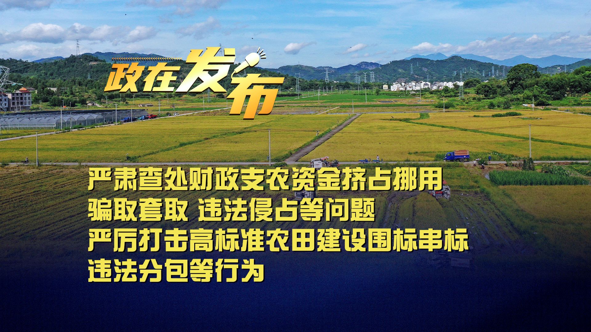 政在发布丨严肃查处财政支农资金挤占挪用、骗取套取、违法侵占等问题,严厉打击高标准农田建设围标串标、违法分包等行为哔哩哔哩bilibili