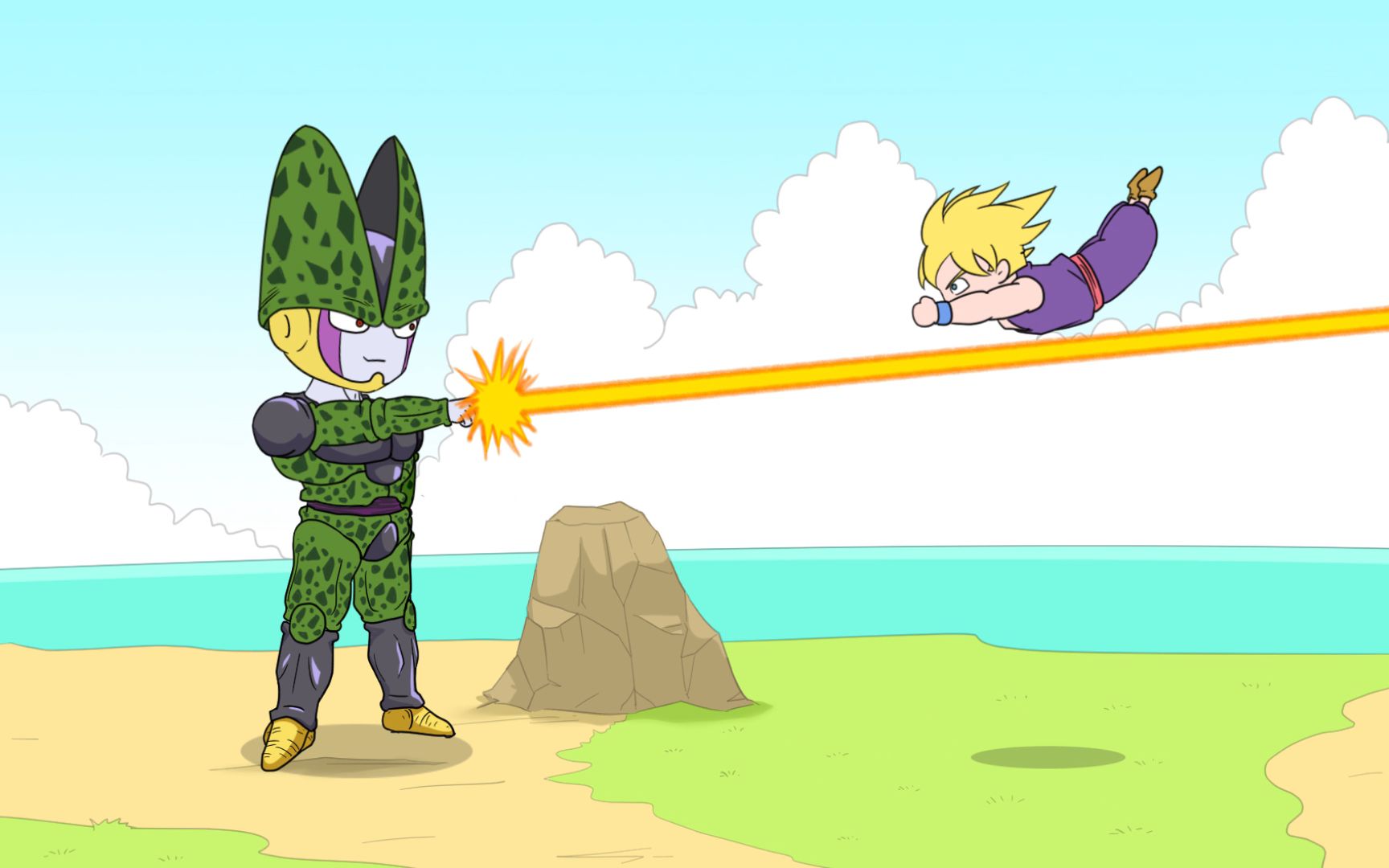 活动作品q版龙珠悟饭vs沙鲁克林助攻