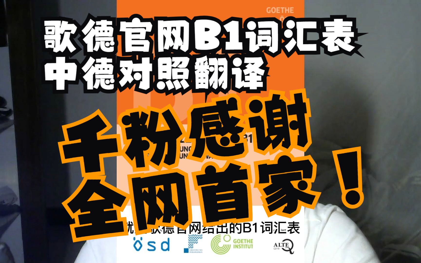 千粉感谢!全网独家!给诸位奉上歌德官网B1词汇中德对照翻译哔哩哔哩bilibili