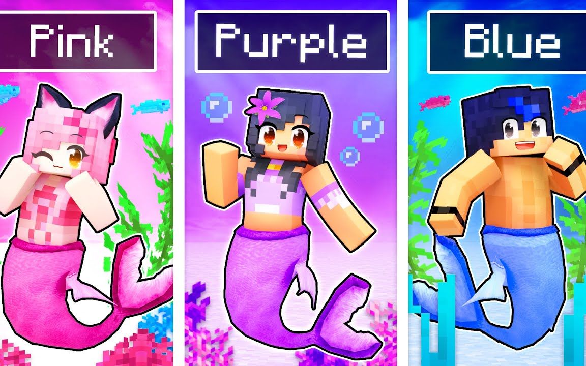 【Aphmau】我的世界|美人鱼Using Only ONE COLOR In MERMAID Hide N' Seek!我的世界