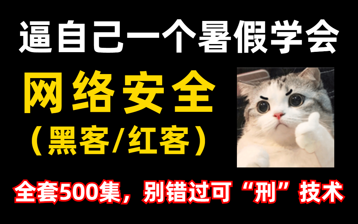 别摆烂!逼自己一个暑假学会超酷技能—网络安全(黑客),全套500集超可“刑”!(渗透测试/代码审计/web渗透)哔哩哔哩bilibili