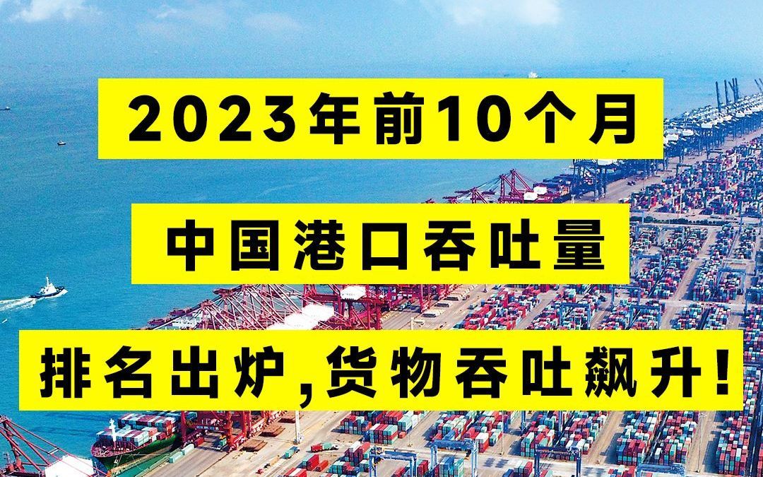 2023年前10个月中国港口吞吐量排名出炉,货物吞吐飙升!哔哩哔哩bilibili