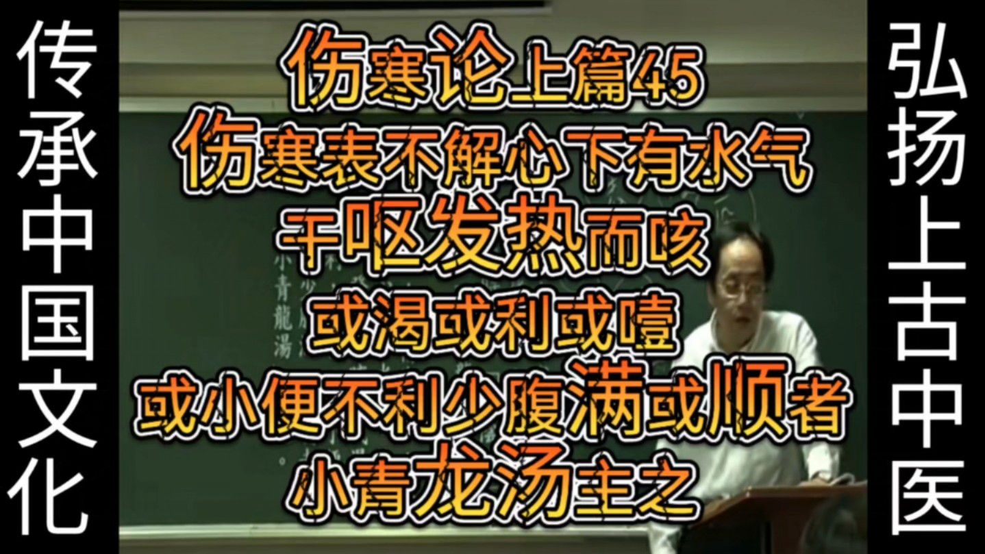 《人纪》伤寒论上篇45伤寒表不解,心下有水气,干呕,发热而咳,或渴或利或噎,或小便不利,少腹满或顺者,小青龙汤主之哔哩哔哩bilibili