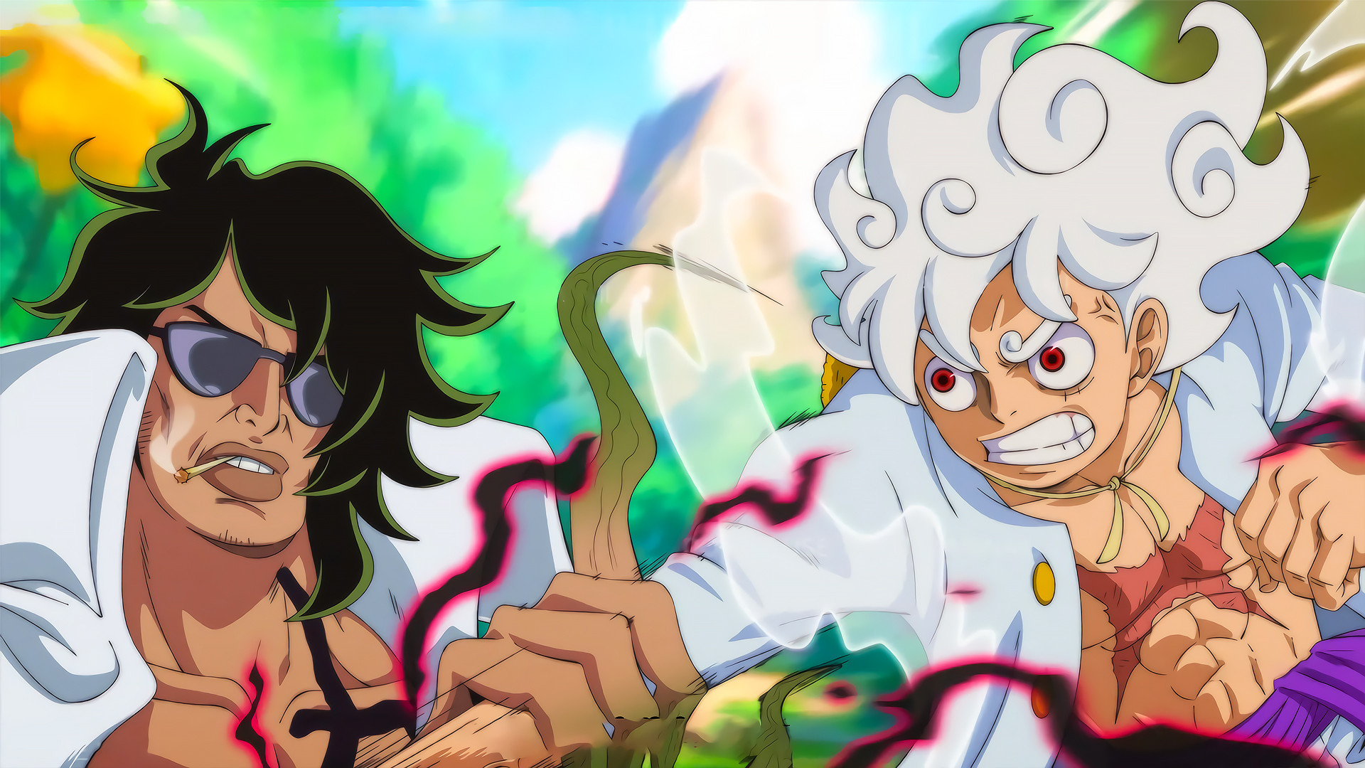 海贼王同人动画,尼卡路飞对战大将绿牛,巅峰强者对决