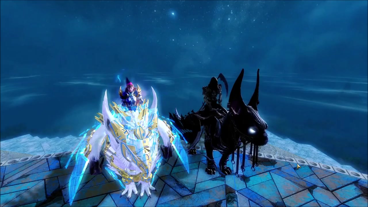 激战22018年万圣节新坐骑狮鹫皮肤夜牙右侧那只黄昏时变色过程视频20