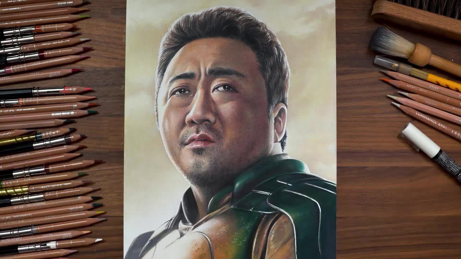 用彩铅画大哥马东锡