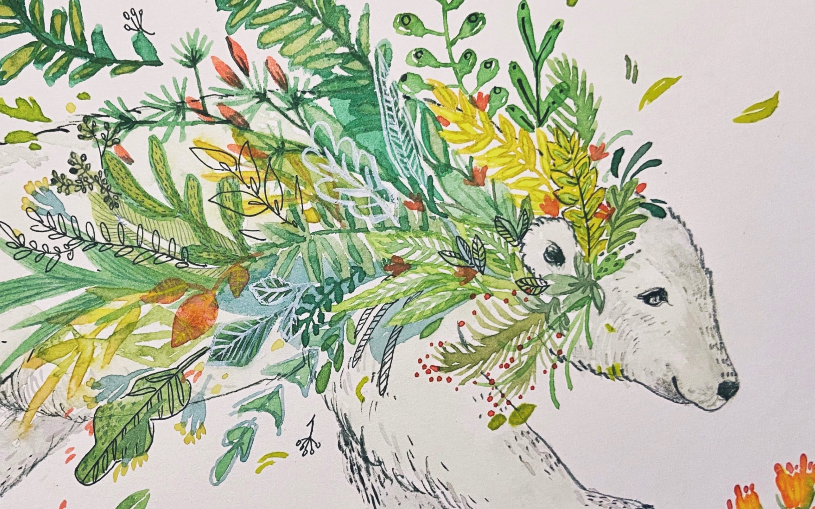 水彩临摹君君说这是披着吉利服的76北极熊76来自插画师sandra