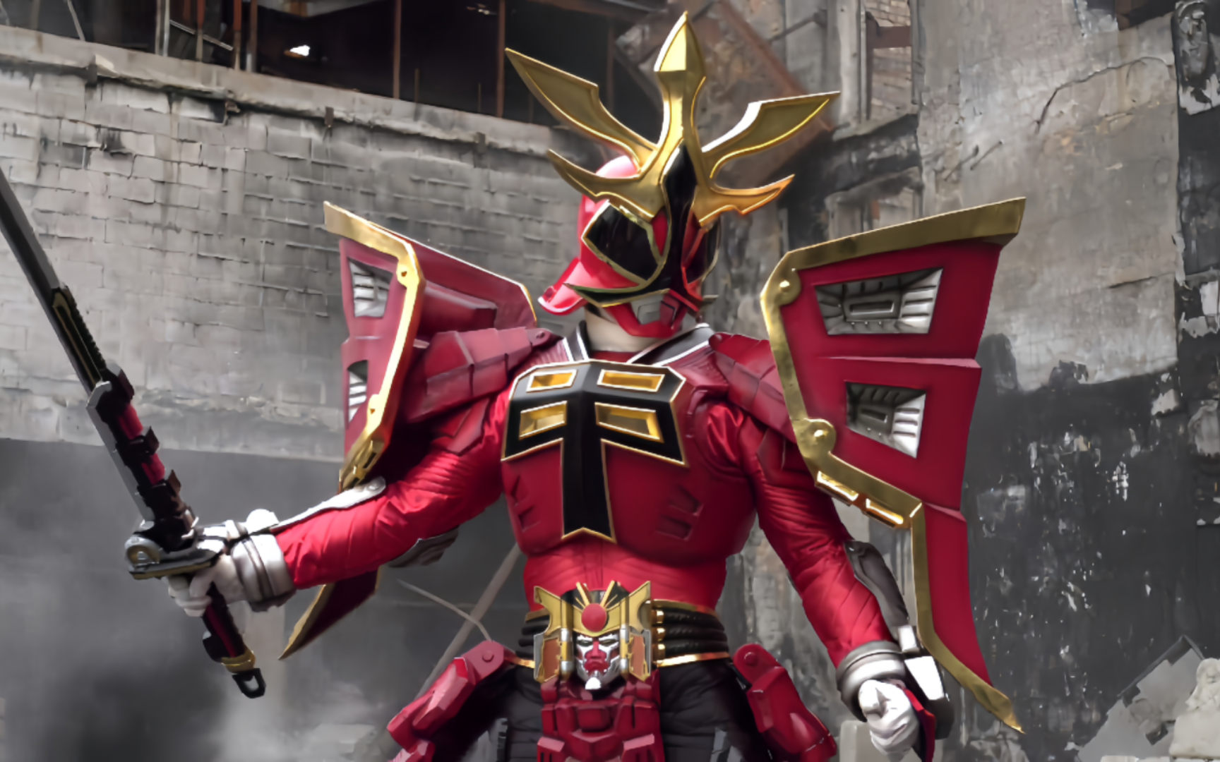 [1080p]超凡战队:超级武士美版真剑红将军形态登场战斗【power