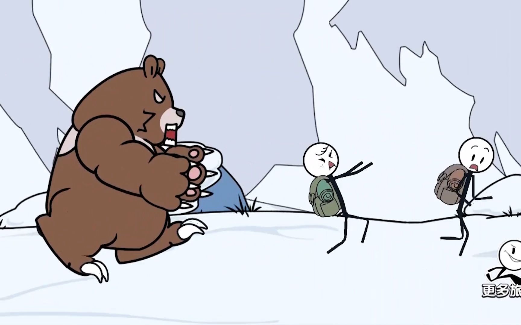 火柴人大逃亡:雪山探险遭遇狗熊,我该如何是好?
