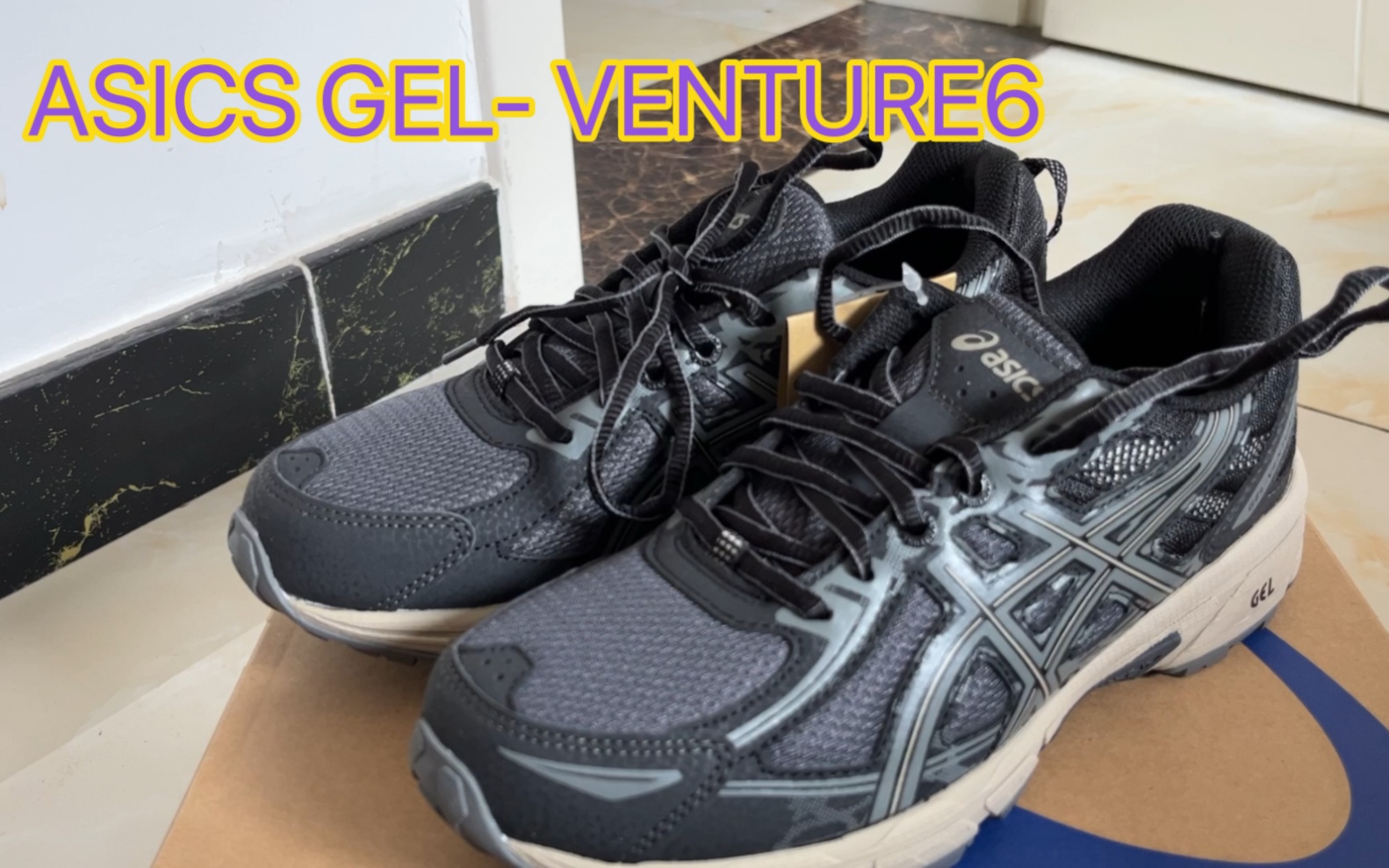 亚瑟士ASICS GEL VENTURE6 黑灰配色 开箱展示哔哩哔哩bilibili