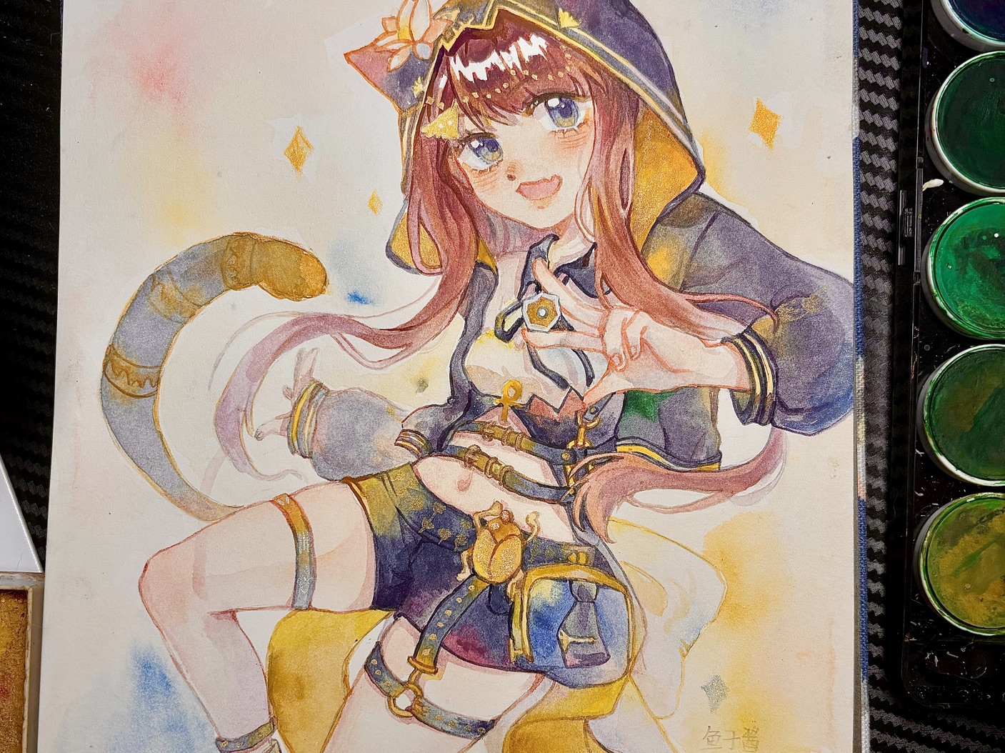 【明日方舟/水彩绘画过程】博士们夏活抽到佩佩了吗?