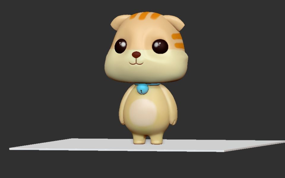 【zbrush角色建模】卡通风黄色小狗狗,zb动物人体手办雕刻教学