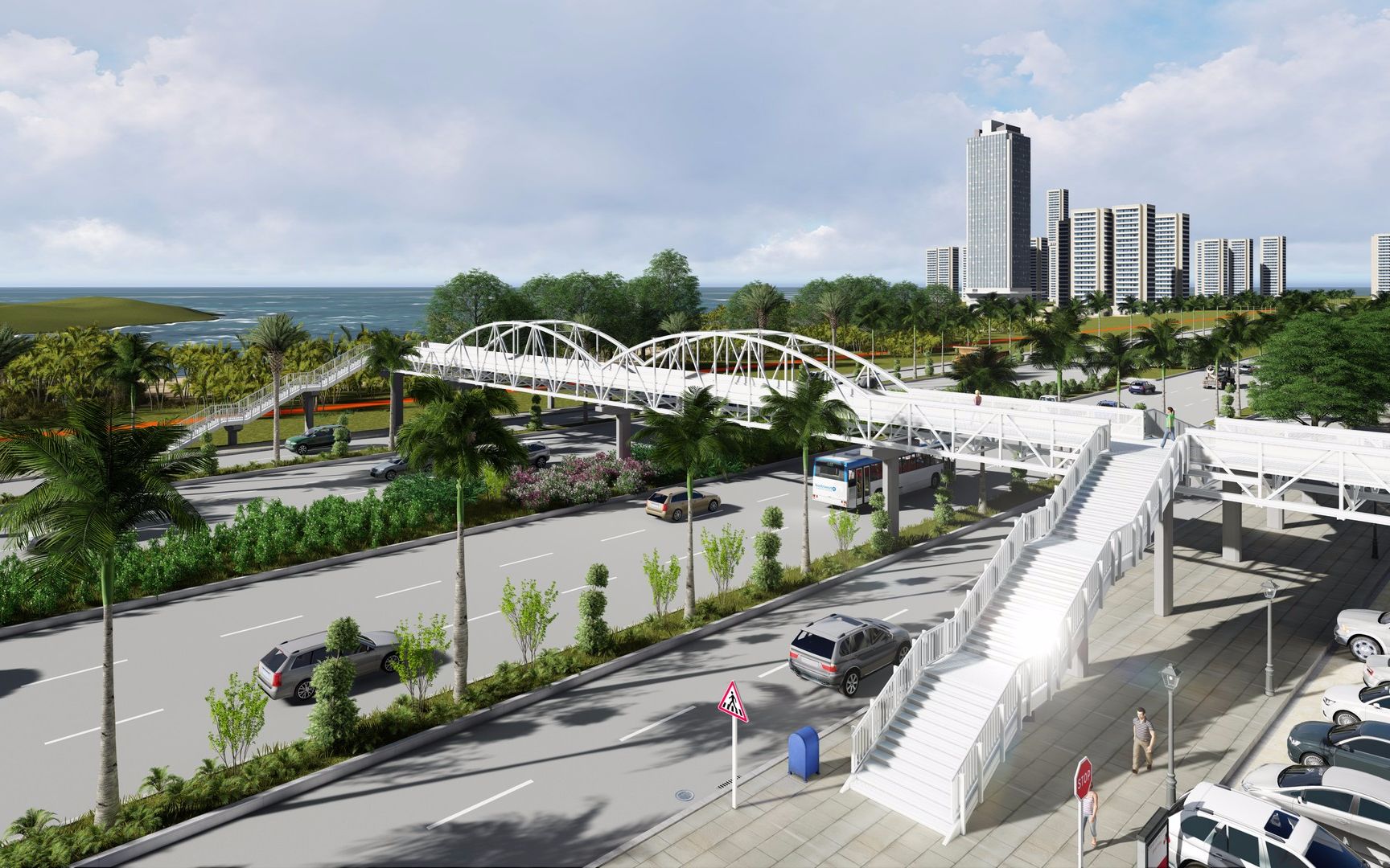 充满魅力的滨海铝合金天桥