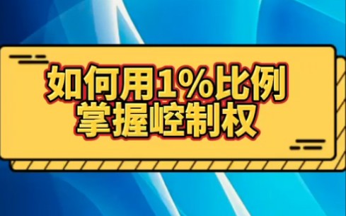 用小比例股份掌握公司控制权,你有更好的办法么?哔哩哔哩bilibili