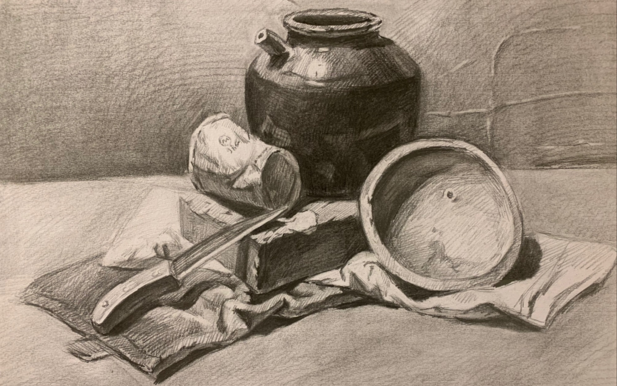 艺蕾艺术学校素描静物起型及铺大关系