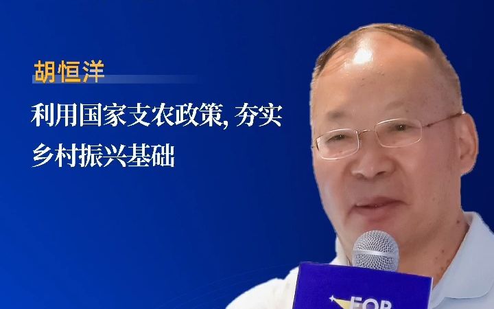 胡恒洋:乡村振兴首要任务是产业振兴,产业振兴是解决农村一切问题的