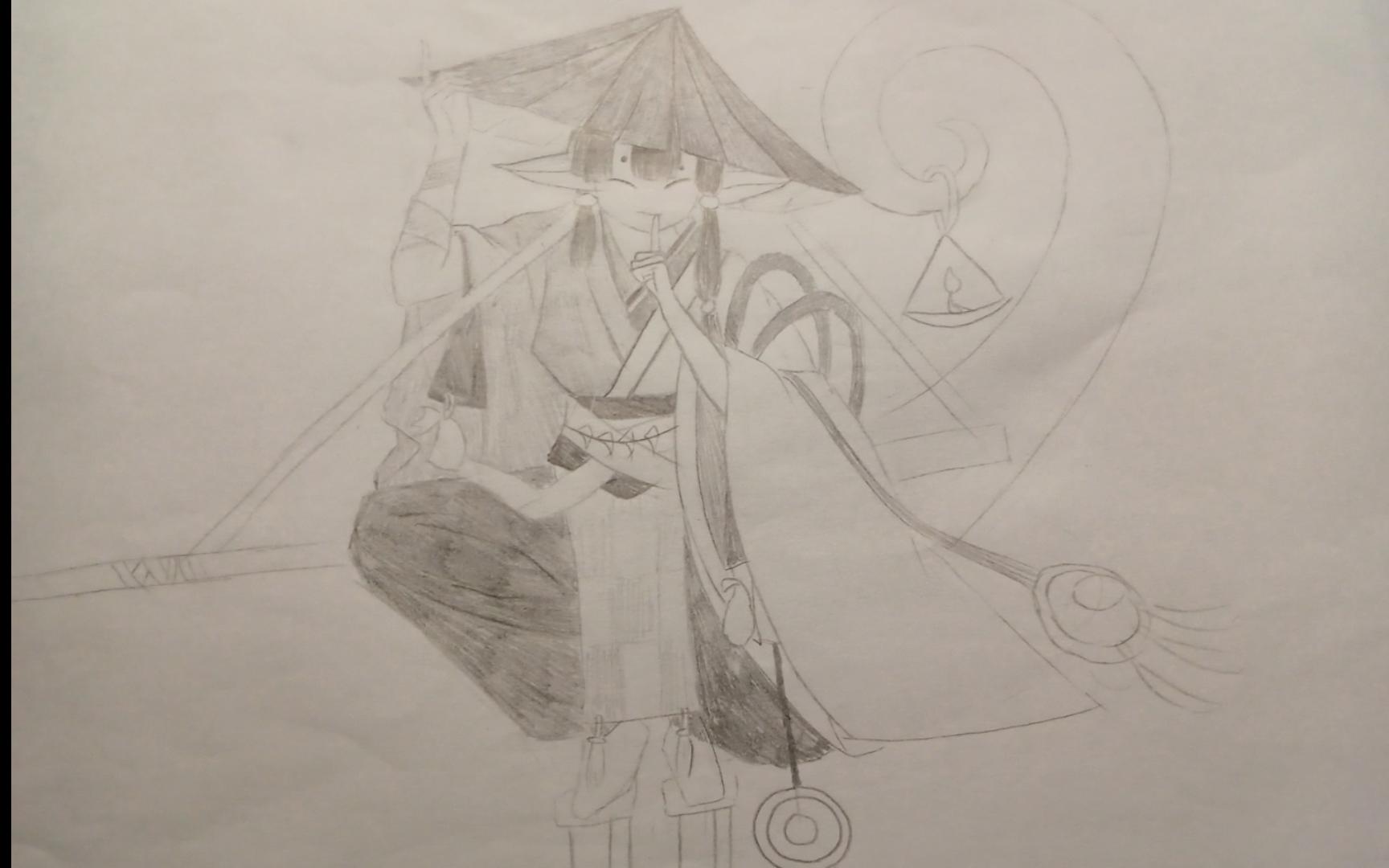 手绘打卡,第119张画,阴阳师,盗人神